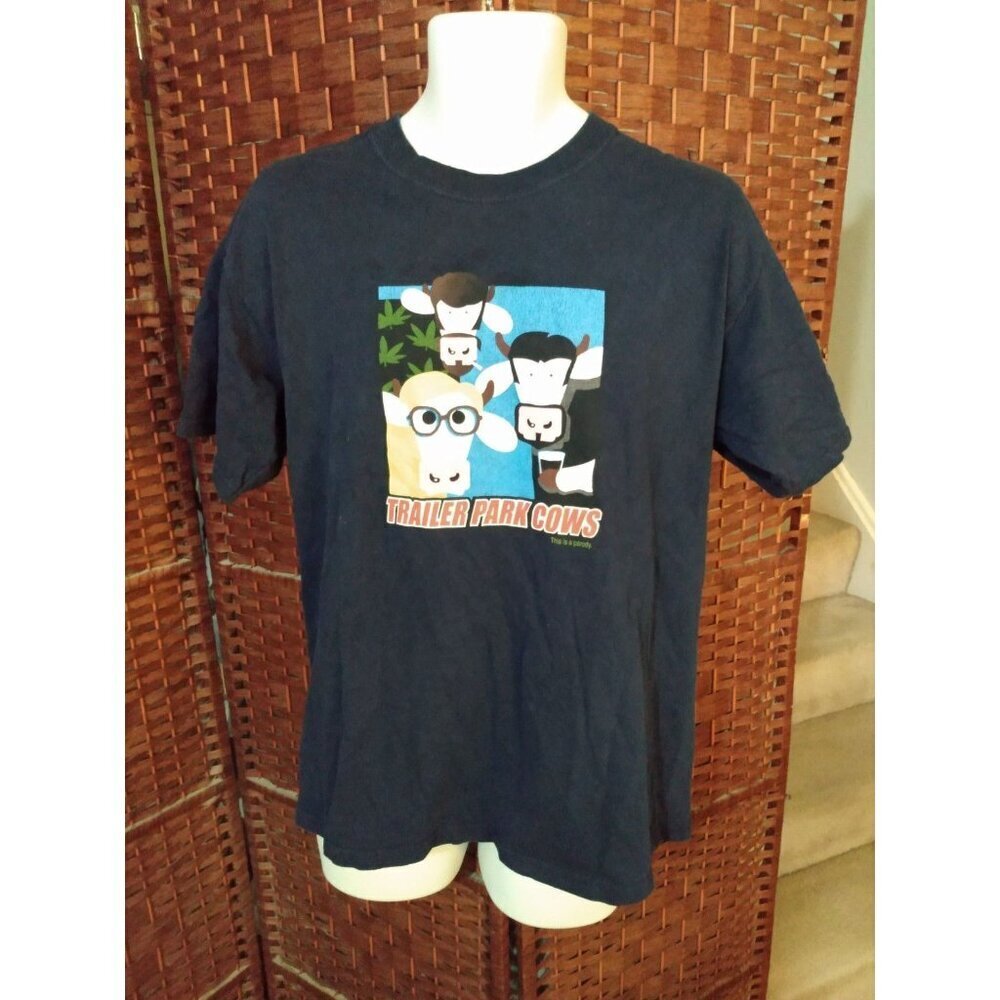 Vintage Trailer Park Cows Funny T Shirt Trailer Park Boys Parody Y2K Large